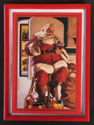 4630-1 € 5,00 coca cola afbeelding kerst in lijstje 12x18 cm